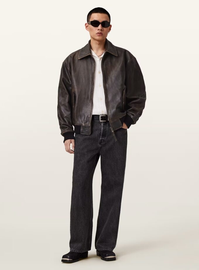 Marco Oversized Leather Bomber Jacket
