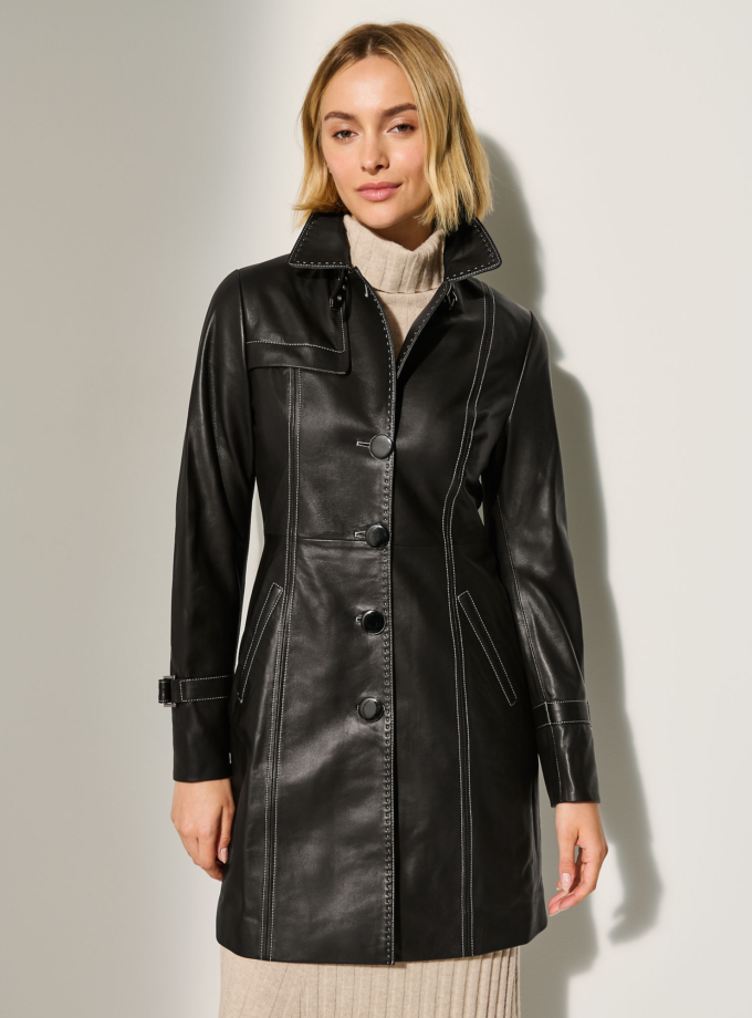 Women Mia Leather Trench Coat