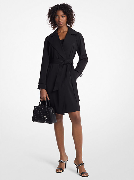 Draped Woven Trench Coat - Image 3